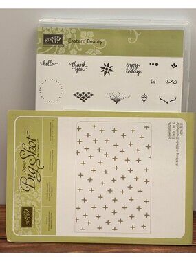 BNDL STAMPIN UP 143675 EASTERN BEAUTY CLEAR CLING STAMPS & 141468 SPARKLE EMBOSS